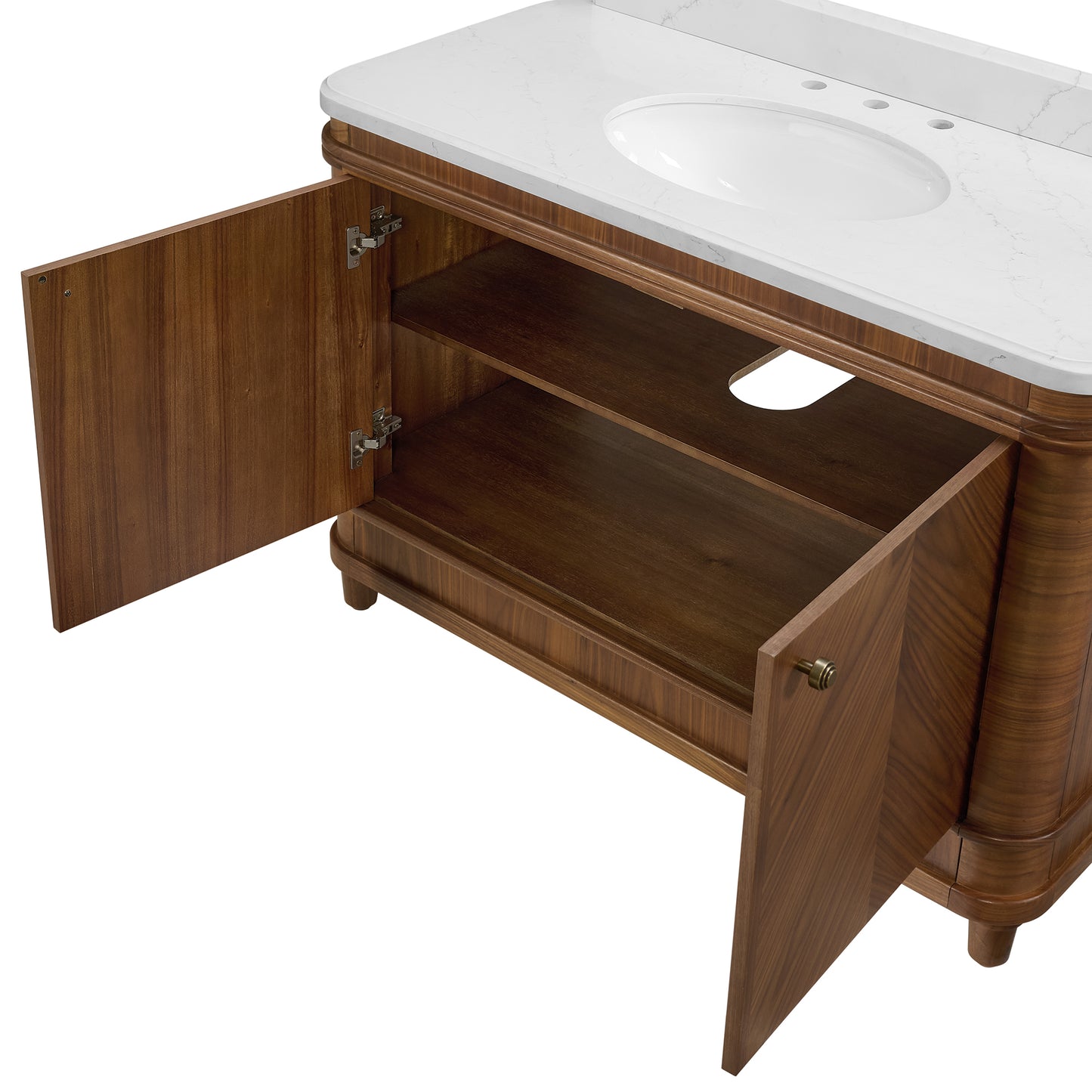 Tamara 48" Single Bathroom Vanity in Chevron Walnut and Statuario Quartz