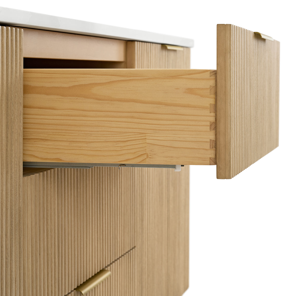 Havana 72" Double Bathroom Vanity in Nordic Reeded Birch | Calacatta Gold Quartz