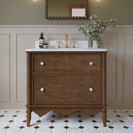 Juliette 36"W x 22"D Single Sink Bathroom Vanity | Cultured Marble Top