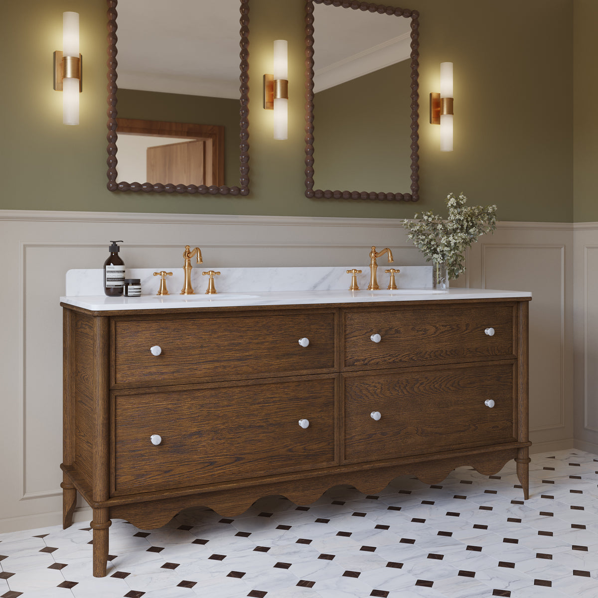 Juliette 72"W x 22"D Double Sink Bathroom Vanity with Cultured Marble Top