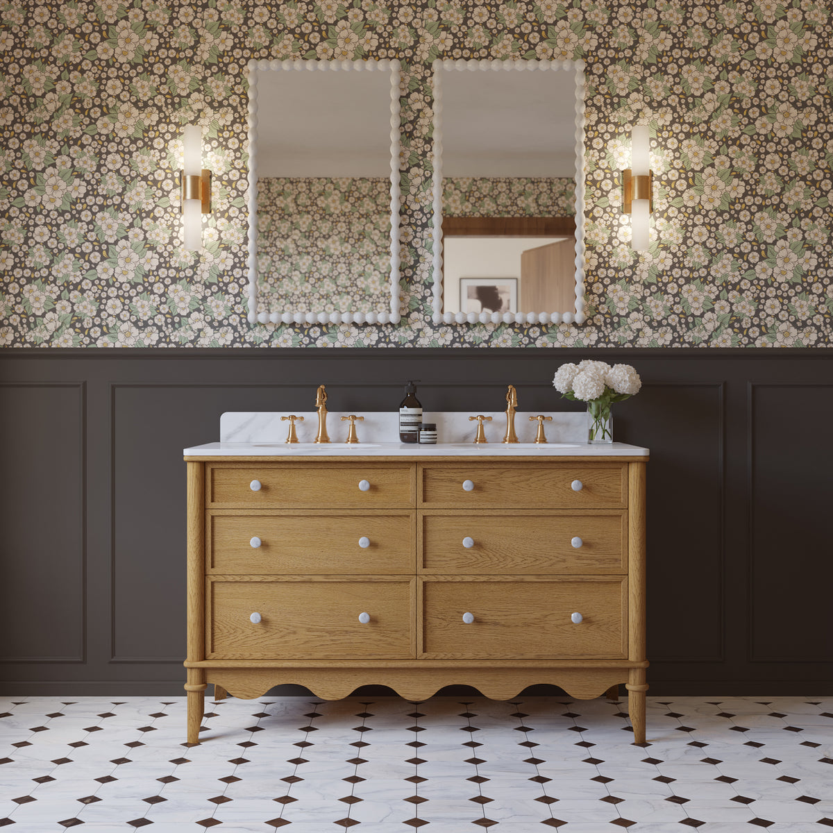 Juliette 54"W x 22"D Double Sink Bathroom Vanity with Cultured Marble Top