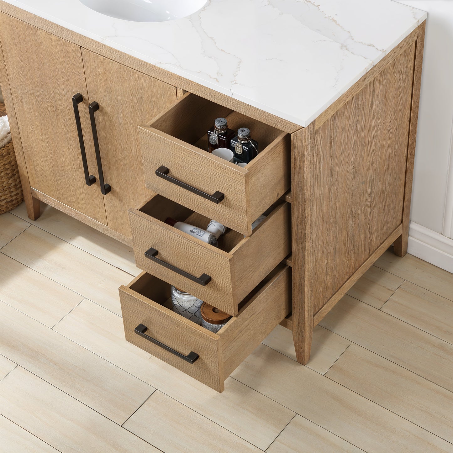 Bergen 42'' Single Bathroom Vanity | Calacatta Gold Quartz Top