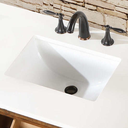 Highbury Furnishings 13.88" White Ceramic Rectangular Bathroom Sink with Overflow RP-RS-1